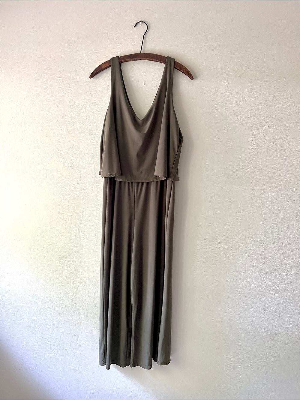 Annalee + Hope Olive-Taupe Draped Jumpsuit